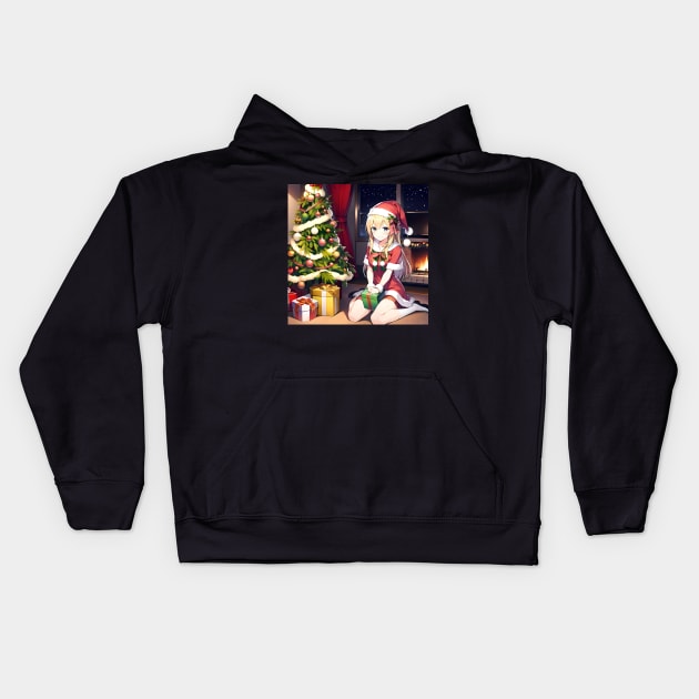 Christmas Anime Kids Hoodie by Oldetimemercan